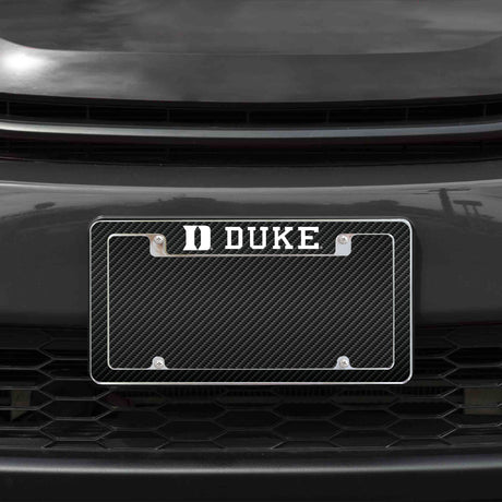 Rico Industries NCAA Duke Blue Devils Carbon Fiber Design 12" x 6" Chrome License Plate Frame-1
