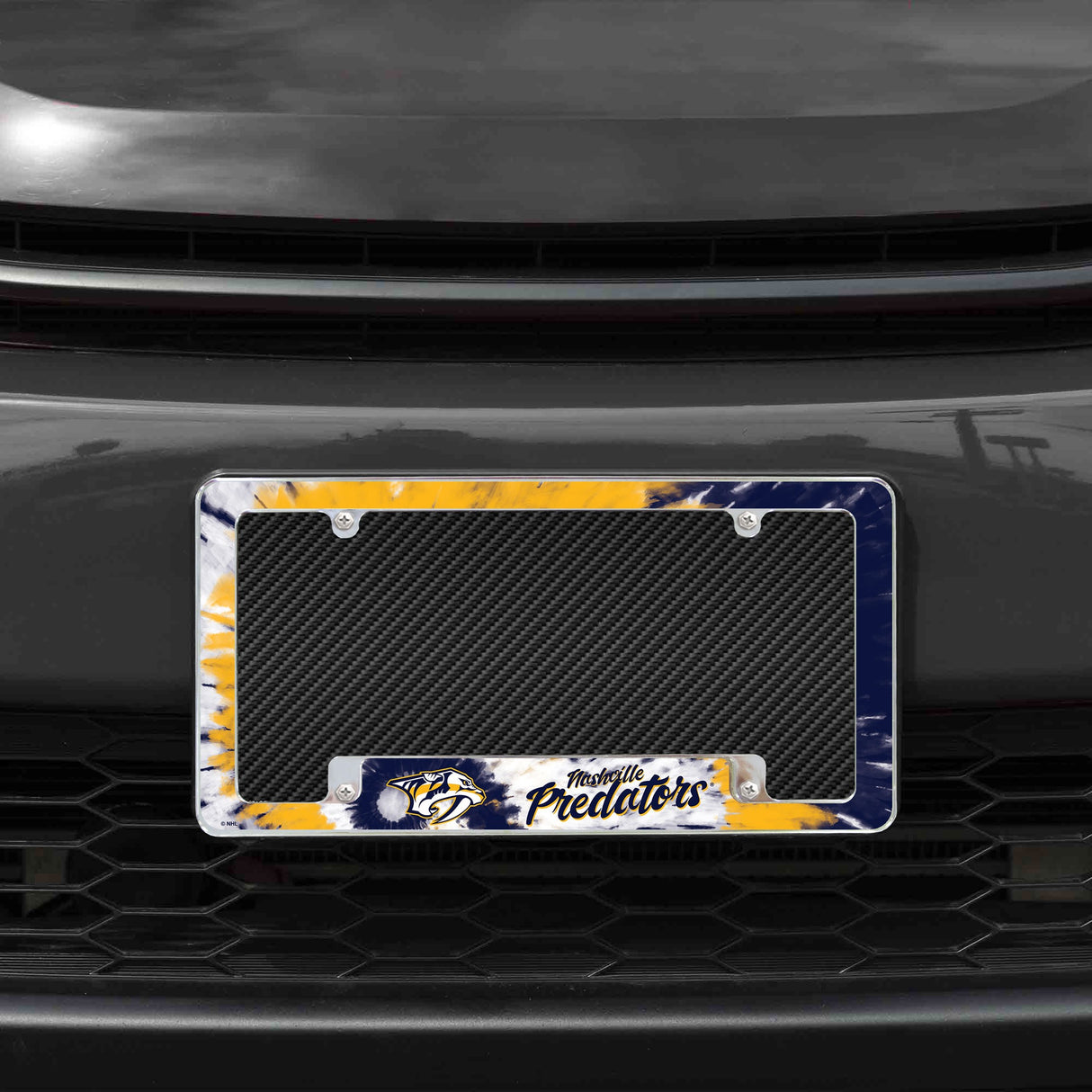Rico Industries NHL  Nashville Predators Tie Dye 12" x 6" Chrome License Plate Frame-1