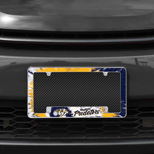 Rico Industries NHL  Nashville Predators Tie Dye 12" x 6" Chrome License Plate Frame-1