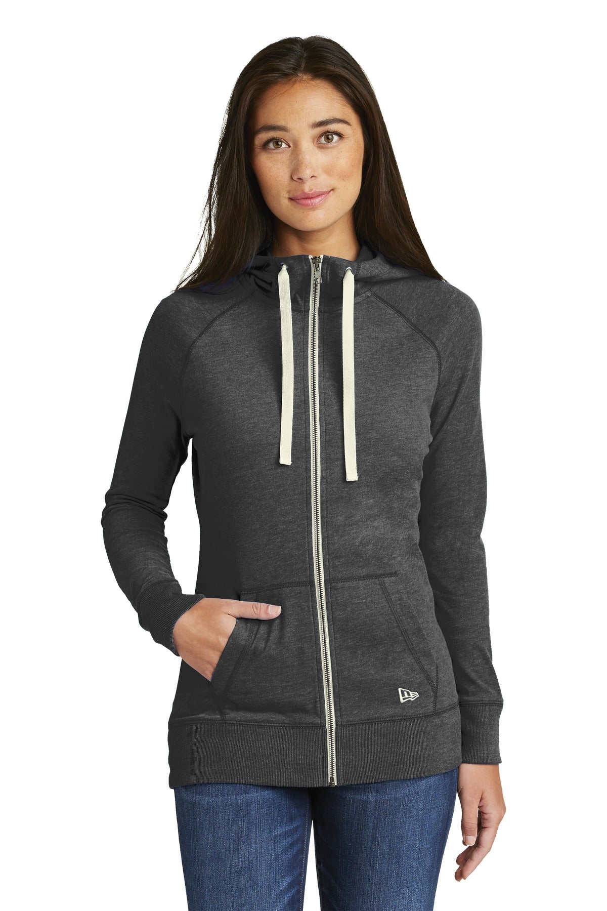 New Era Women's Sueded Cotton Blend Full-Zip Hoodie. LNEA122 New Era