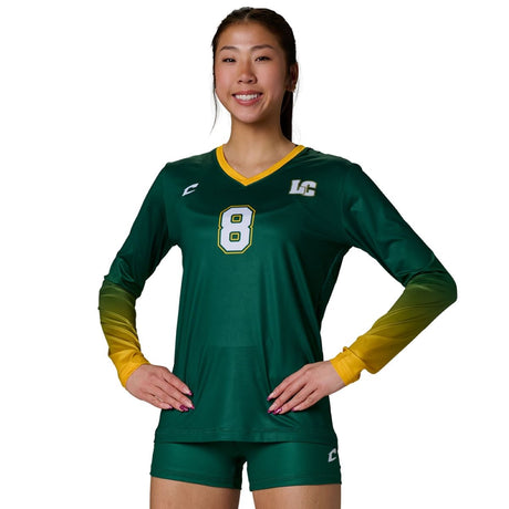 Custom V-Neck Long Sleeve Fitted T-Shirt Womens, Girls Team Volleyball Jerseys
