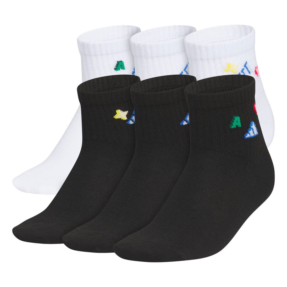 adidas Girl's Charm Fashion 6-Pack Quarter Sock Unisex Accessories Socks