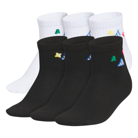 adidas Girl's Charm Fashion 6-Pack Quarter Sock Unisex Accessories Socks