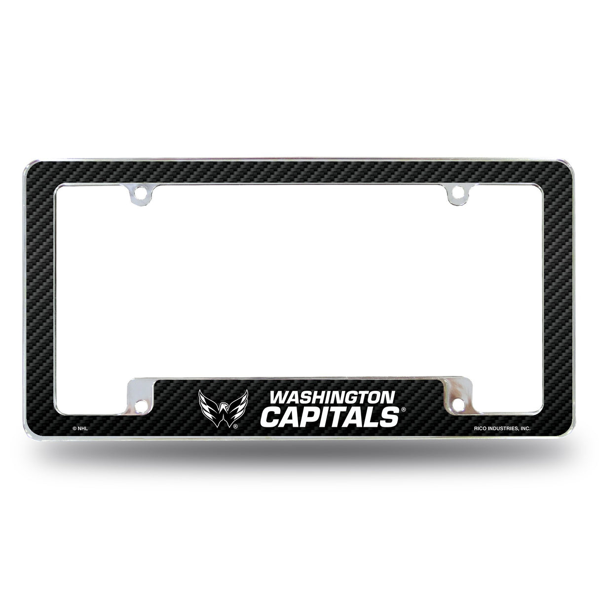 Rico Industries NHL Hockey Washington Capitals Black 12" x 6" Chrome License Plate Frame