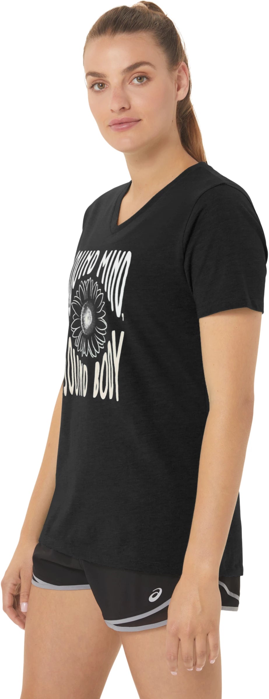 Asics Women's Sunflower Slogan V-Neck-3
