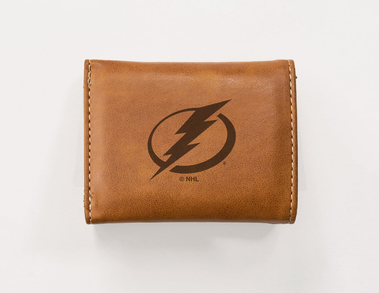 Rico Industries NHL  Tampa Bay Lightning  Laser Engraved Faux Leather Trifold Wallet-1