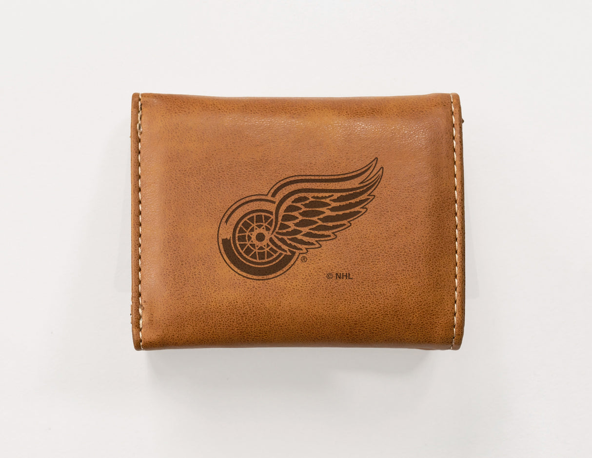 Rico Industries NHL  Detroit Red Wings  Laser Engraved Faux Leather Trifold Wallet-1