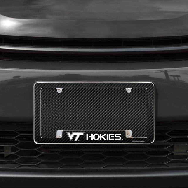 Rico Industries NCAA Virginia Tech Hokies Carbon Fiber 12" x 6" Chrome License Plate Frame-1