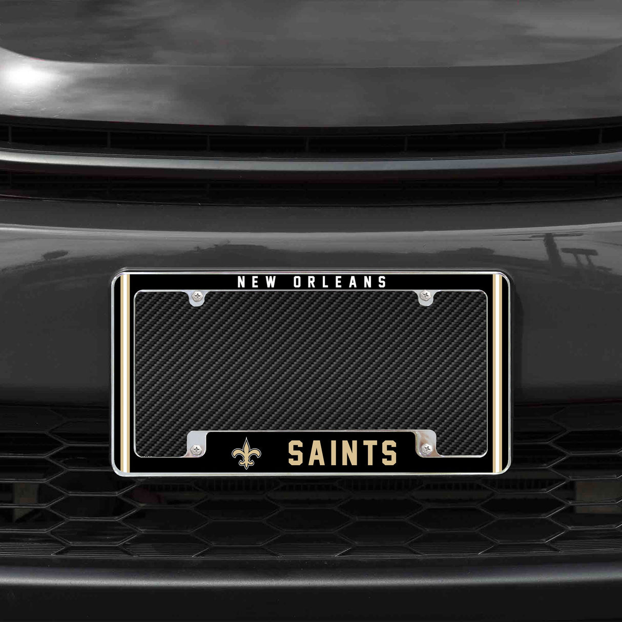 Rico Industries NFL  New Orleans Saints Classic 12" x 6" Chrome License Plate Frame-1
