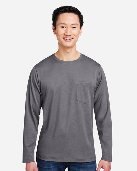 Harriton Men's Charge Snag and Soil Protect Long Sleeve T-Shirt