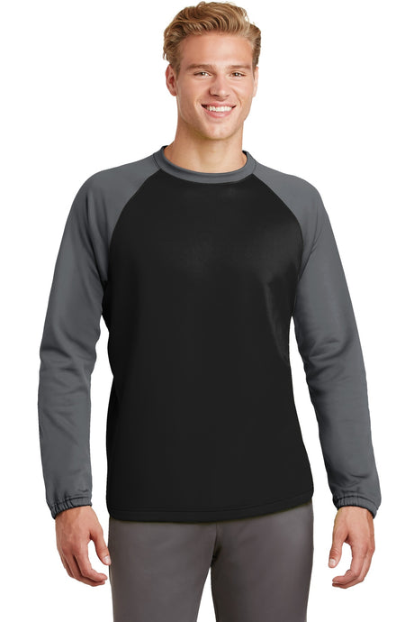 Sport-Tek Men's   Sport-Wick   Raglan Colorblock Fleece Crewneck