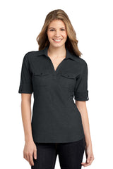 Port Authority Women's   Oxford Pique Double Pocket Polo
