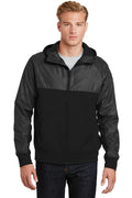 Sport-Tek Men's   Embossed Hybrid Full-Zip Hooded Jacket