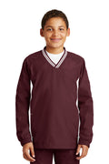 Sport-Tek Youth   Tipped V-Neck Raglan Wind Shirt-1