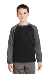Sport-Tek ®  Youth Sport-Wick ®  Raglan Colorblock Fleece Crewneck