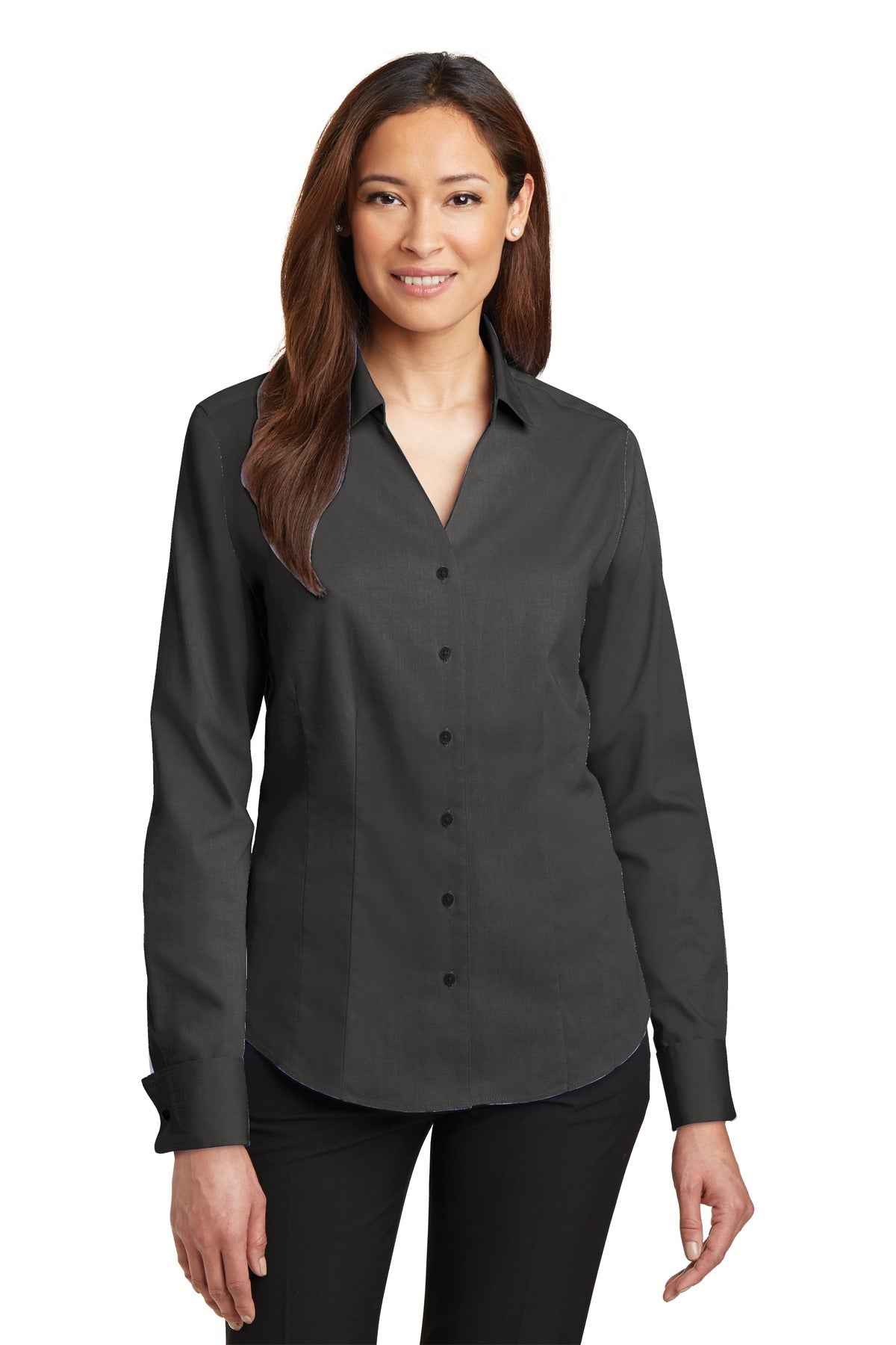 Red House Women's French Cuff Non-Iron Pinpoint Oxford Shirt. RH63 Red House