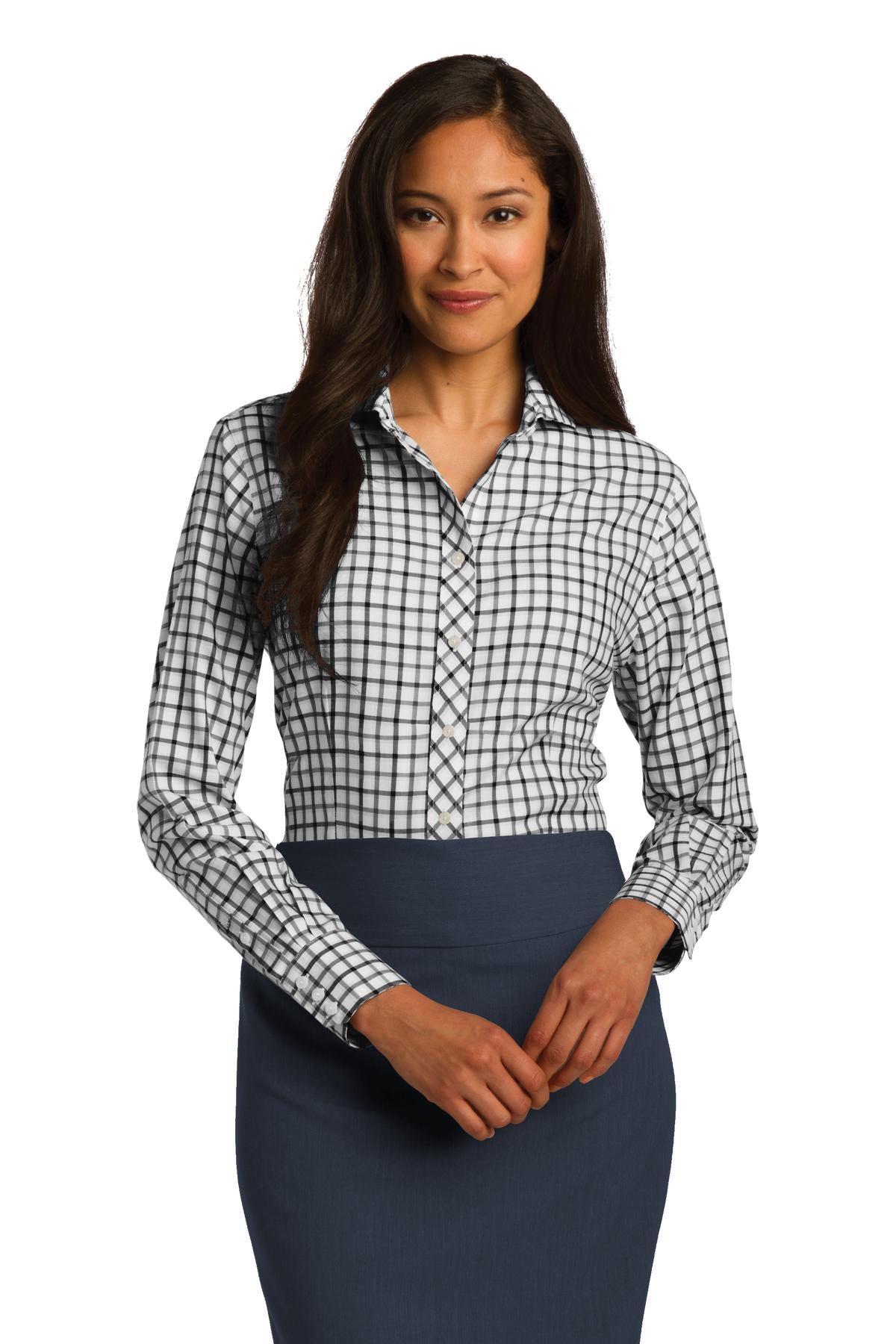 Red House Women's Tricolor Check Non-Iron Shirt. RH75 Red House