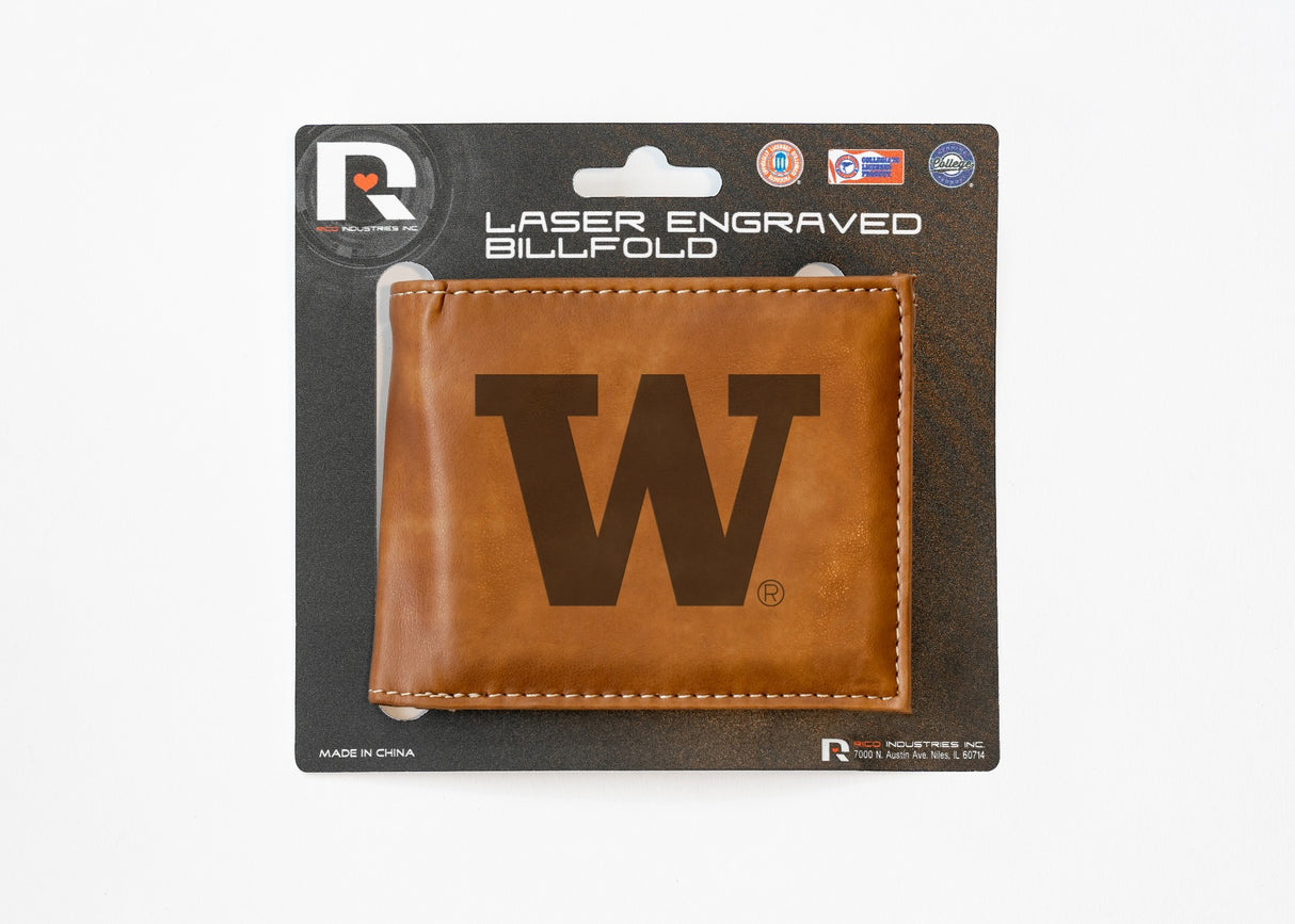 Rico Industries NCAA Washington Huskies  Laser Engraved Billfold Wallet-3