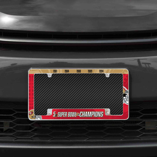 Rico Industries NFL  San Francisco 49ers Multi Champ 12" x 6" Chrome License Plate Frame-1