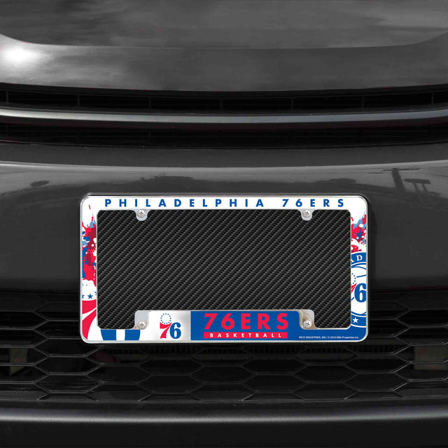 Rico Industries NBA  Philadelphia 76ers Primary 12" x 6" Chrome License Plate Frame-1