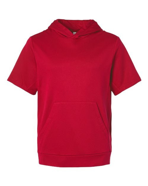 Team 365 Men's Squad Tech Fleece Hooded Short-Sleeve Sweatshirt-1