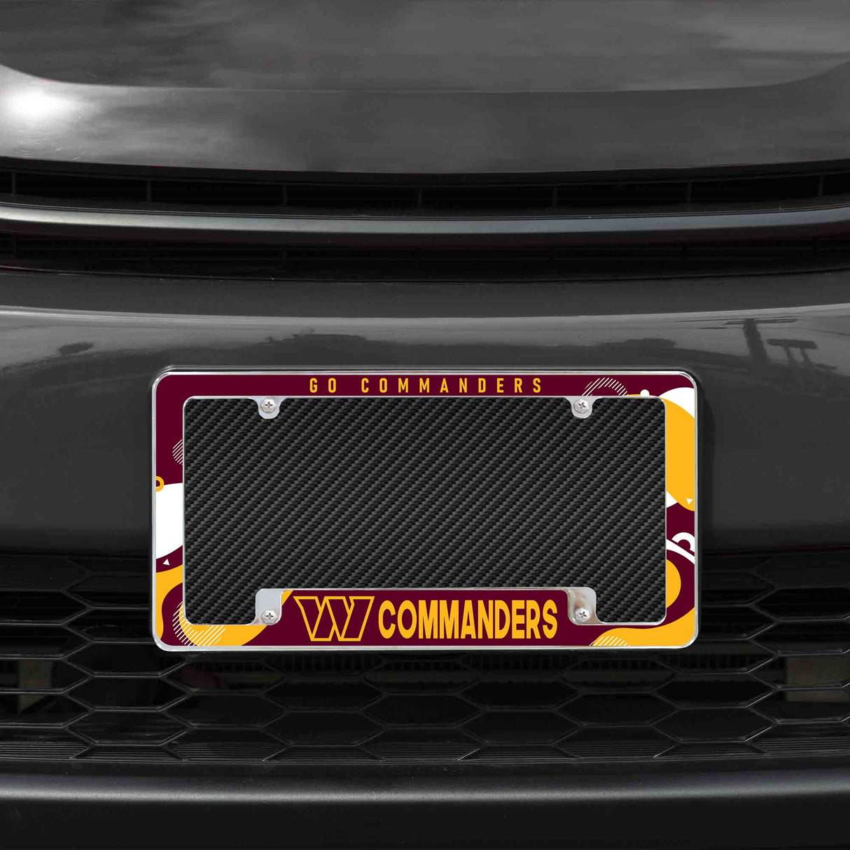 Rico Industries NFL  Washington Commanders Wave 12" x 6" Chrome License Plate Frame-1