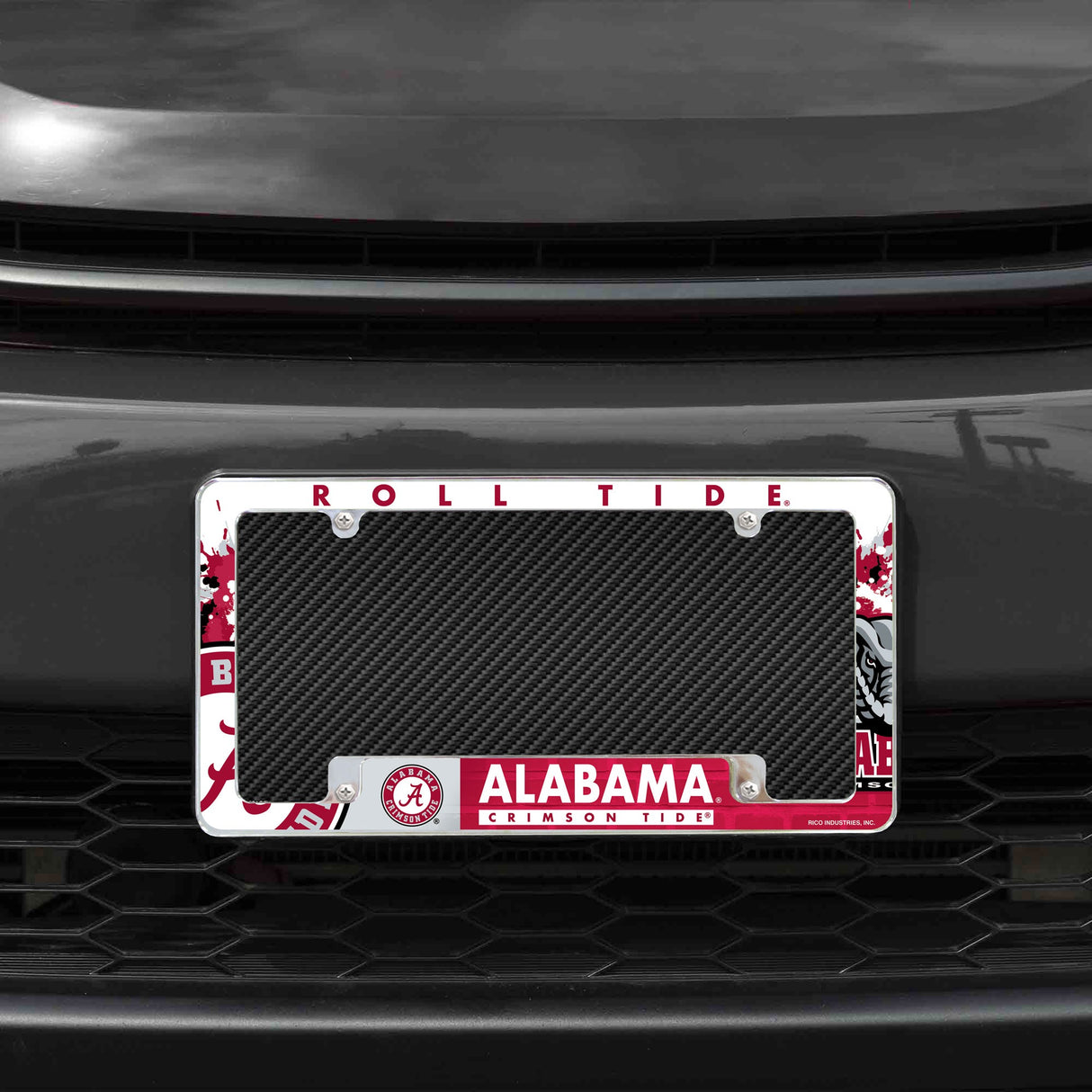 Rico Industries NCAA Alabama Crimson Tide Primary 12" x 6" Chrome License Plate Frame-1