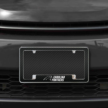 Rico Industries NFL  Carolina Panthers Black 12" x 6" Chrome License Plate Frame-1