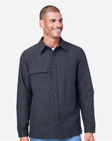 Harriton Men's Flex Twill Overshirt Jacket-3