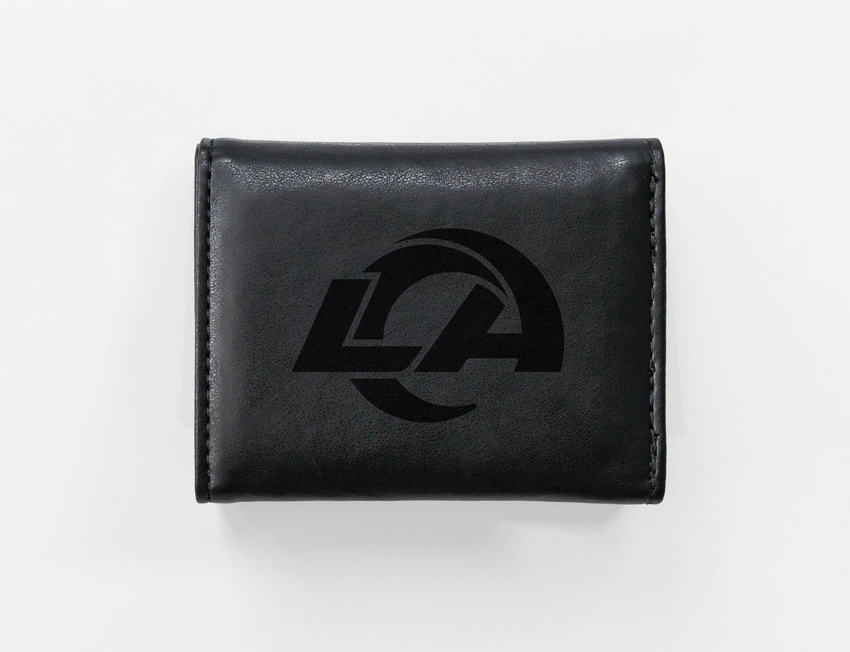 Rico Industries NFL  Los Angeles Rams  Laser Engraved Faux Leather Trifold Wallet-1