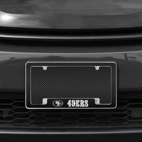 Rico Industries NFL  San Francisco 49ers Black 12" x 6" Chrome License Plate Frame-1