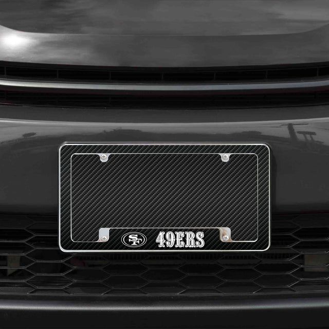 Rico Industries NFL  San Francisco 49ers Black 12" x 6" Chrome License Plate Frame-1
