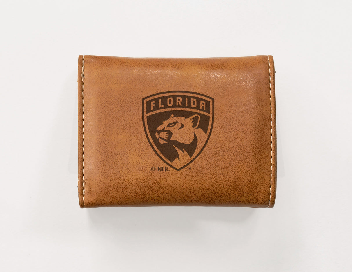 Rico Industries NHL  Florida Panthers  Laser Engraved Faux Leather Trifold Wallet-1