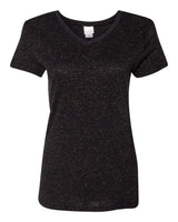 J. America Women's Glitter V-Neck Tee 8136