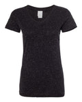 J. America Women's Glitter V-Neck Tee 8136