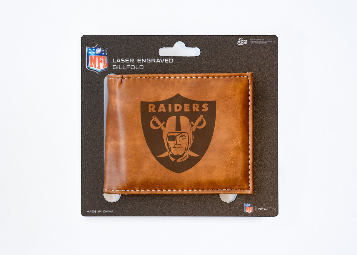 Rico Industries NFL  Las Vegas Raiders  Laser Engraved Billfold Wallet-3