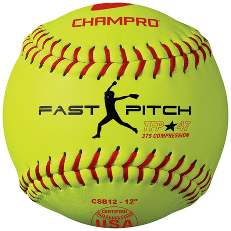 Champro One Dozen ASA/USA 12" Fast Pitch Leather Cover Softballs
