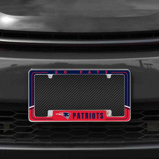 Rico Industries NFL  New England Patriots Two-Tone 12" x 6" Chrome License Plate Frame-1