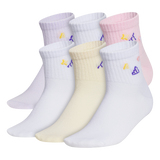 adidas Girl's Charm Fashion 6-Pack Quarter Sock Unisex Accessories Socks
