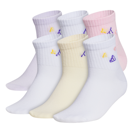adidas Girl's Charm Fashion 6-Pack Quarter Sock Unisex Accessories Socks
