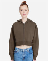 Lane Seven Women's Relaxed Cropped Full-Zip Hoodie Sweatshirt-3
