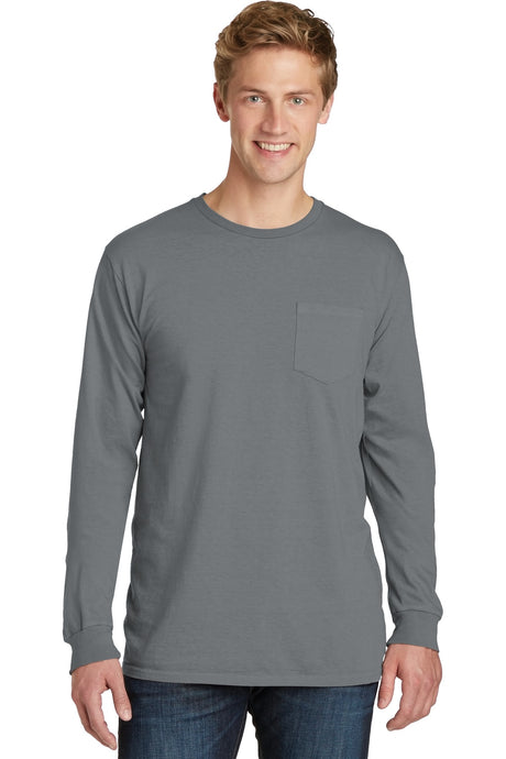 Port & Company Men's Beach Wash Garment-Dyed Long Sleeve Pocket Tee Mens Apparel Shirts & Tops