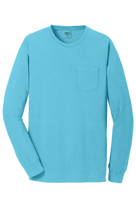 Port & Company Men's Beach Wash Garment-Dyed Long Sleeve Pocket Tee Mens Apparel Shirts & Tops