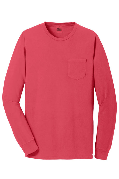 Port & Company Men's Beach Wash Garment-Dyed Long Sleeve Pocket Tee Mens Apparel Shirts & Tops