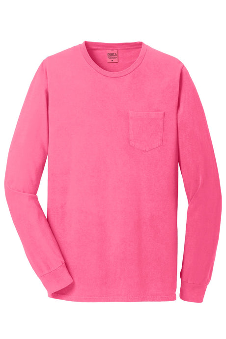 Port & Company Men's Beach Wash Garment-Dyed Long Sleeve Pocket Tee Mens Apparel Shirts & Tops