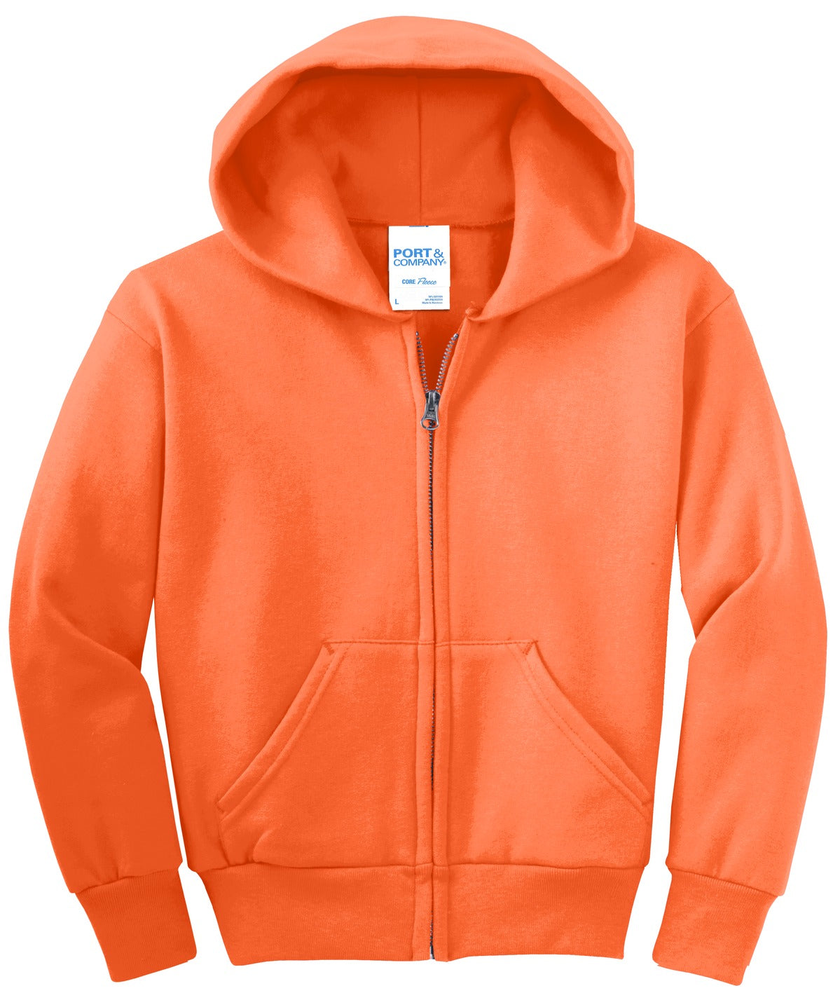 Port & Company - Youth Core Fleece Full-Zip Hooded Sweatshirt Youth Apparel Hoodies & Sweatshirts