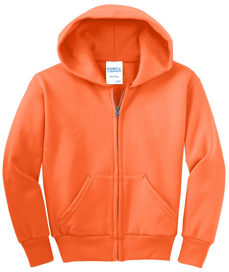 Port & Company - Youth Core Fleece Full-Zip Hooded Sweatshirt Youth Apparel Hoodies & Sweatshirts