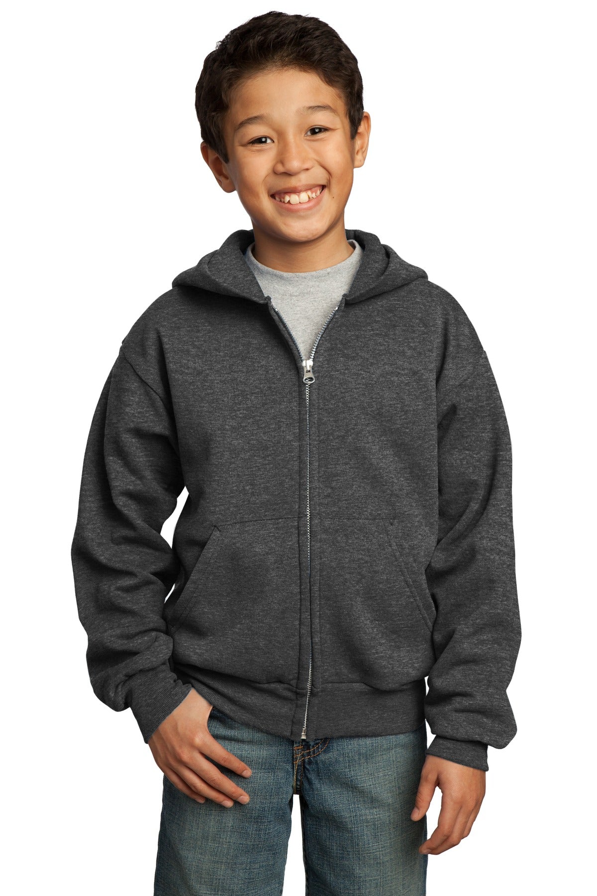 Port & Company - Youth Core Fleece Full-Zip Hooded Sweatshirt Youth Apparel Hoodies & Sweatshirts