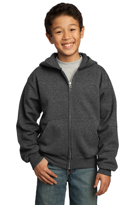Port & Company - Youth Core Fleece Full-Zip Hooded Sweatshirt Youth Apparel Hoodies & Sweatshirts