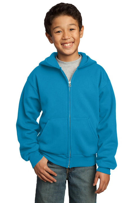 Port & Company - Youth Core Fleece Full-Zip Hooded Sweatshirt Youth Apparel Hoodies & Sweatshirts